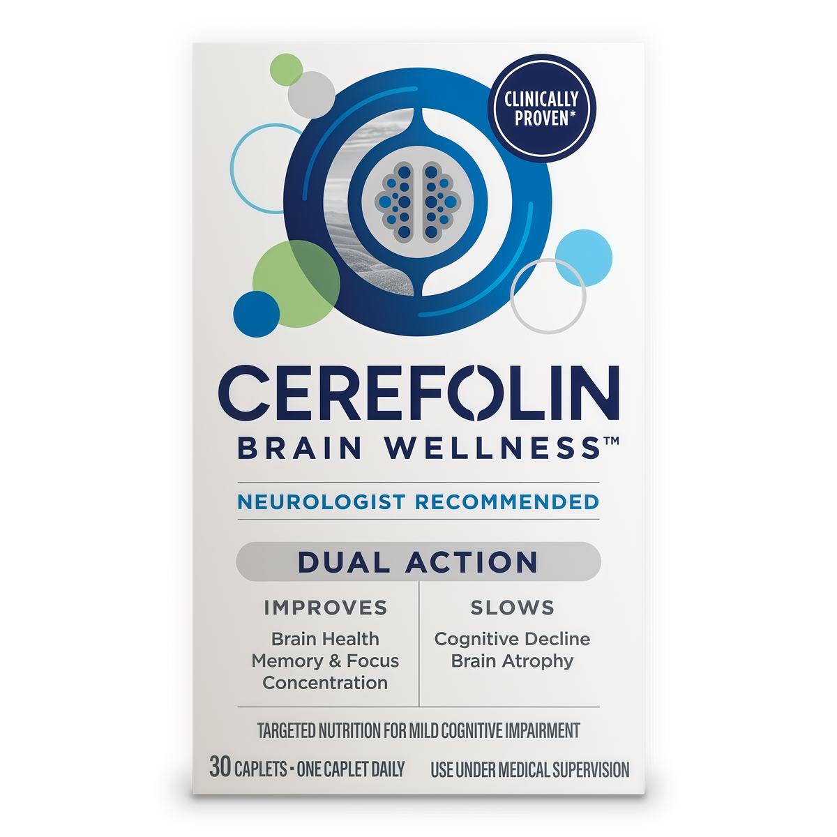 Cerefolin Brain Wellness, Targeted Nutrition for Cognitive Support, Improves Memory, Focus & Concentration, L-Methylfolate, NAC, B12, Neurologist Recommended (30 Count)